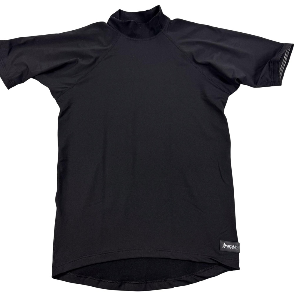Aeroskin Shirt Mens 3XL Black Short Sleeve Thermal Mock Neck Surf Swim Beach